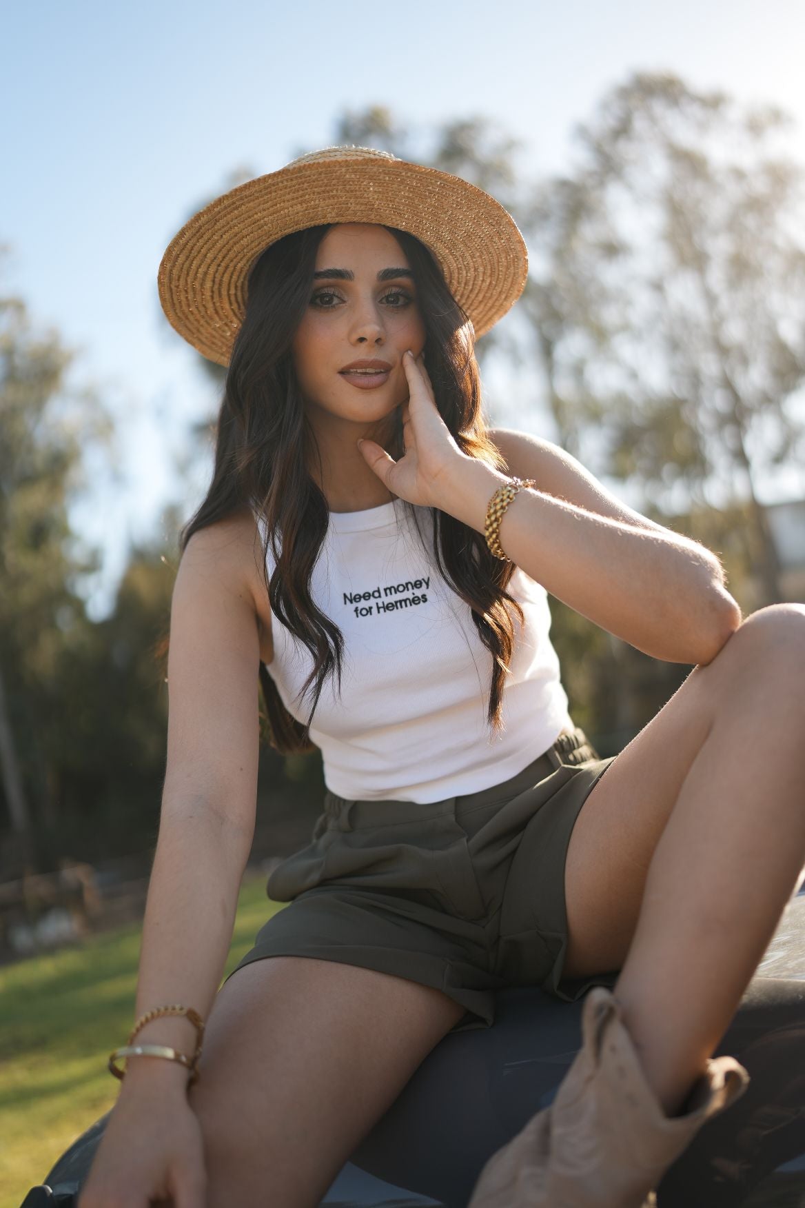 Crop top "Need money for Hermès"