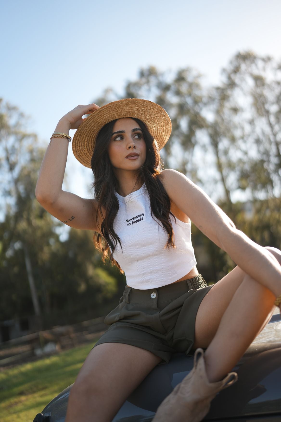 Crop top "Need money for Hermès"