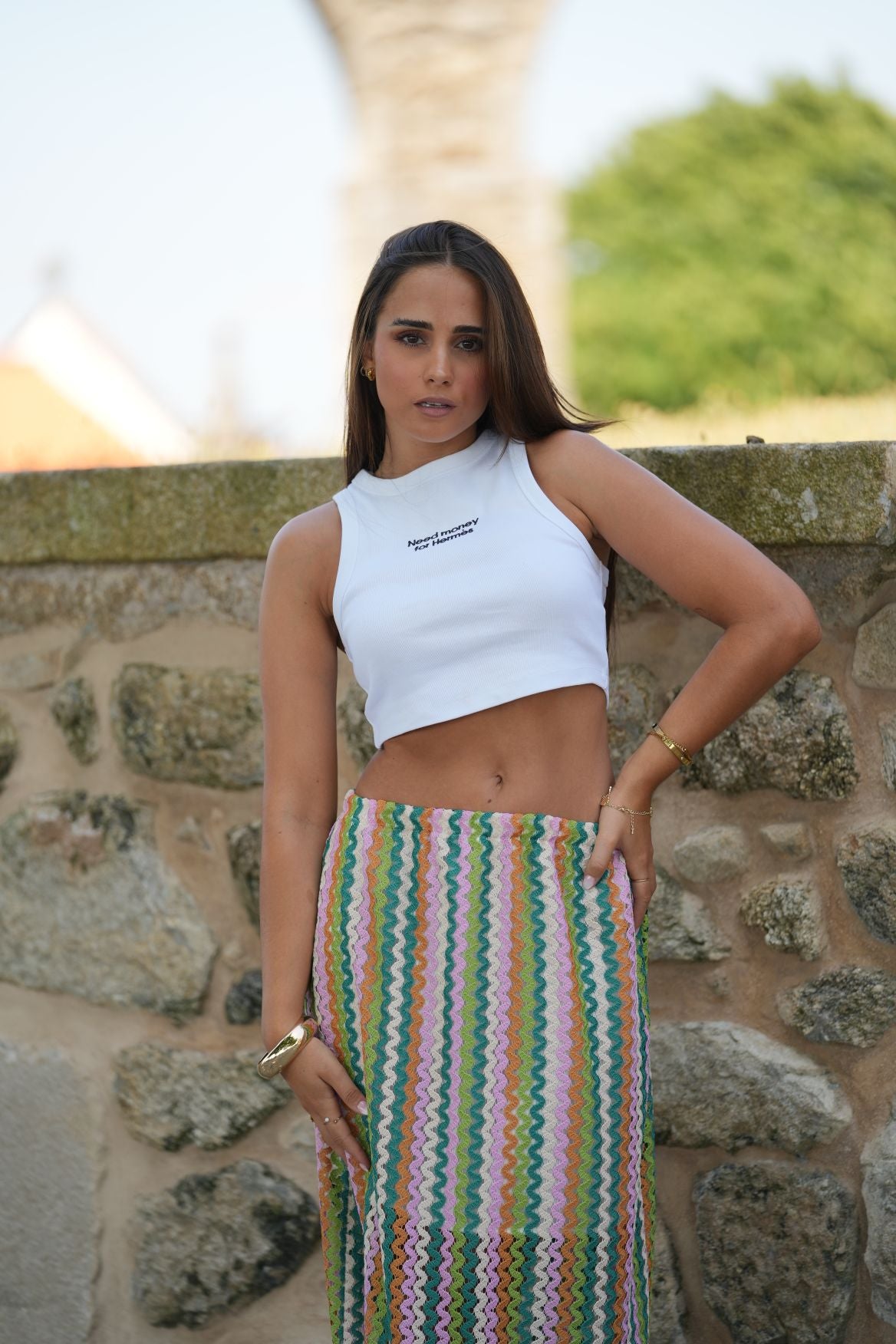 Saia de renda multicolorida