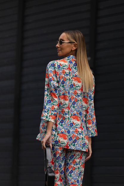Fato Rose multicolorido