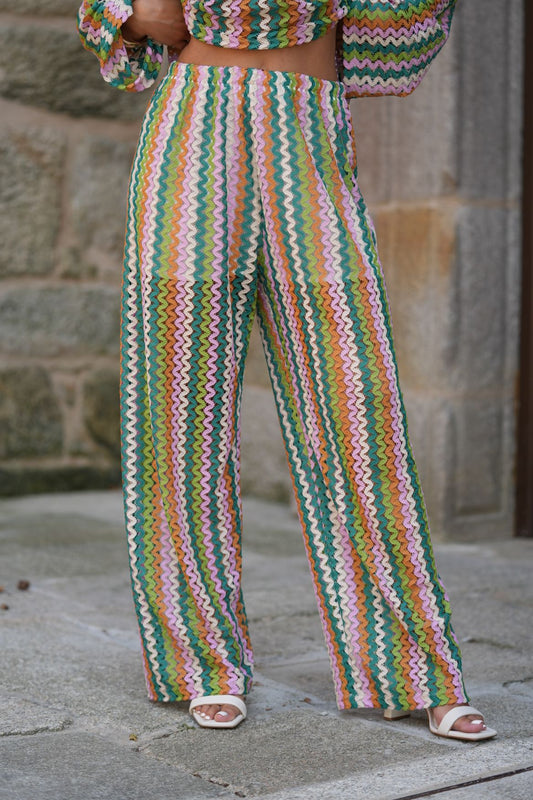 Calça de renda multicolorida