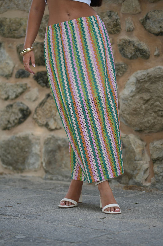 Saia de renda multicolorida
